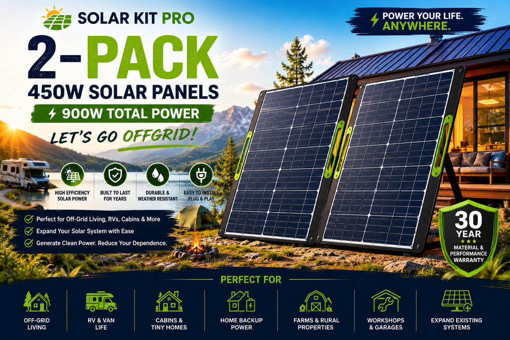 ☀️ 2-Pack 450W Bifacial N-Type TOPCon Solar Panels – 900W Total