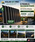 8 X 585 = 4680 watts JINKO Bifacial, Grade A, Premium Solar Panels, FREE Delivery in Select Areas, Call First.